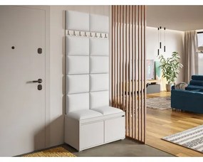 Mobilier pentru hol Kendora 80 (cu 12 buc panouri tapițate Pazara 40x30) (piele ecologică soft 017 (Alb). 1054002