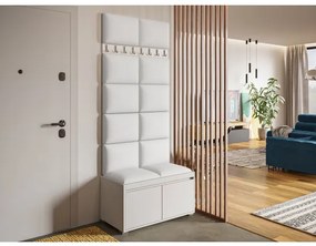 Mobilier pentru hol Kendora 80 (cu 12 buc panouri tapițate Pazara 40x30) (piele ecologică soft 017 (Alb). Promo -16%. 1054002
