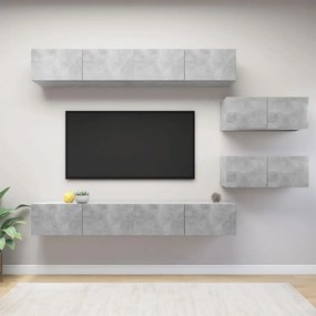 vidaXL Set de dulapuri TV, 6 piese, gri beton, lemn prelucrat