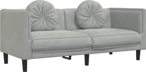 vidaXL Canapea cu perne, 2 locuri, gri deschis, catifea