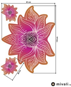 Autocolante de perete - Mandala de lotus fucsia