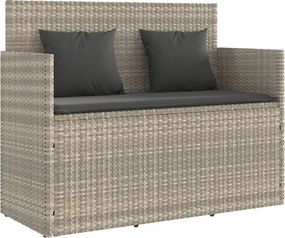 vidaXL Bancă de grădină cu pernă, gri deschis, poliratan