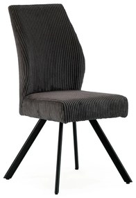 Scaune de dining gri-închis 2 buc. din catifea reiată Anibal – Marckeric