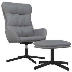 3097608 vidaXL Scaun de relaxare cu taburet, gri antracit, piele ecologică
