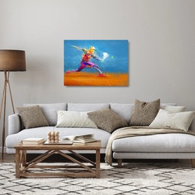 Tablou pe sticlă - Jucător de tenis pictat (70x50 cm)