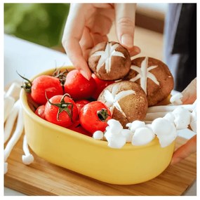 Cutie pentru pranz ceramica Buydeem CT3007-MY, 500 ml, 19.5x11x16.5 cm, Rezistenta la căldura pana la 230°C, Compatibila cuptor si cuptor cu microunde, Galben