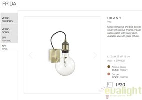 Aplica perete design industrial FRIDA AP1 brunito 163321
