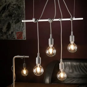 Lustră pe cablu ONLI WIRE 4xE27/15W/230V gri/alb