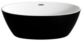 OVAL Cadă de baie freestanding, alb-negru, 155x80x58 cm