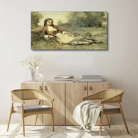 Tablou canvas doamnă, fată, pădure, natură