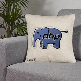 Perna Personalizata PHP Elephant, 40x40 cm, Bej Canapea, Husa Detasabila, Perna Inclusa, BEKZ®