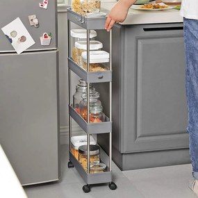 Raft cu roți SLIM, 4 niveluri, 12,5x40x86cm, gri SongmicsHome