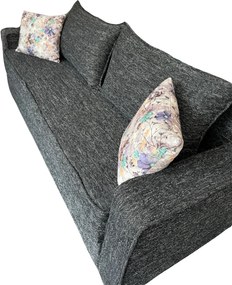 Canapea LARISA extensibila, 3 locuri, lada de depozitare, stofa gri inchis, 220x95x85 Stofa, Gri Inchis