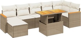vidaXL Set canapele de grădină, 8 piese, cu perne, bej, poliratan