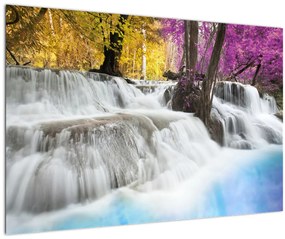 Tablou cu Erawan cascadă în pădure (90x60 cm)