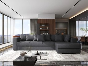 Colțar extensibil dumonde cu ladă de depozitare si sezut confortabil din spuma high-density, Gloria Enjoy Grafit 320x183 cm