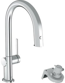 Baterie bucatarie cu dus extractibil si filtru de apa Hansgrohe Aqittura M91 210 cu 1 jet