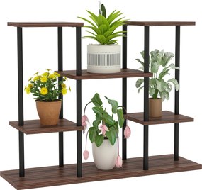 Outsunny Suport pentru flori cu 4 niveluri, suport pentru plante în 4 trepte, suport pentru ghivece pentru interior și exterior, lemn, oțel | Aosom Romania