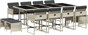 vidaXL Set mobilier de grădină cu perne 13 piese gri deschis poliratan