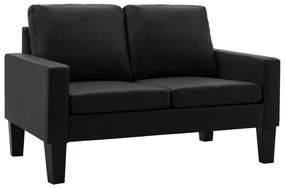 288751 vidaXL Canapea cu 2 locuri, negru, piele ecologică