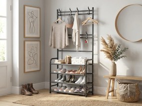 Cuier cu suport pentru pantofi CLOTHORY 80x152 cm, negru