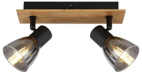 Spot de perete CLAUDE 2xE14/40W/230V negru/lemn Globo 54307-2W
