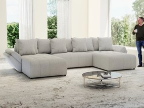 Colțar extensibil dumonde cu ladă de depozitare si sezut confortabil din spuma high-density, Berlin U Euphoria Dove 380x180 cm