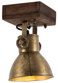 Spotlight industrial de plafon din bronz cu lemn 18 cm - Mangoes