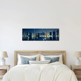 Tablou cu orașul nocturn (cu ceas) (90x30 cm)