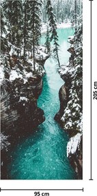 Fototapet pentru ușă - Râul de munte iarna (95x205cm)
