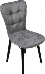 Set masa extensibila cu 6 scaune tapitate Homs cristal  negru-gri 170 x 80 cm