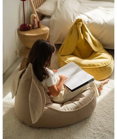 Fotoliu puf pentru copii bej cu tapițerie din catifea Bunny – Wigiwama