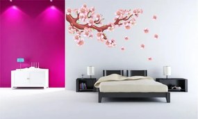 Autocolant de perete pentru interior ramură înfloritoare cu flori roz 60 x 120 cm
