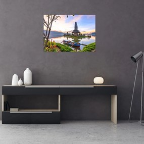 Tablou pe sticlă - Templul Pura Bratan (70x50 cm)