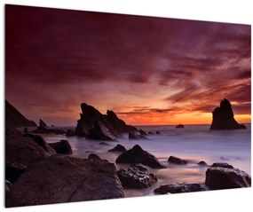 Tablou cu apus de soare pe mal (90x60 cm)
