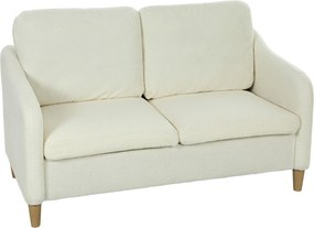 HOMCOM Canapea 2 locuri mică cu aspect Sherpa-Fleece 137 cm pentru living crem-alb | Aosom Romania