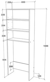 Raft haaus Fyn, Alb, 65 x 25 x 170 cm