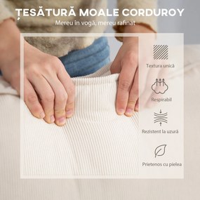 Canapea HOMCOM catifea crem, 3 locuri | Aosom Romania
