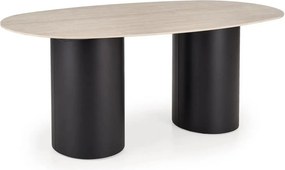 Masa JULIUS, travertin/negru, piatra sinterizata/metal, 200x100x77 cm