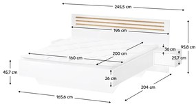 Set dormitor, alb stejar artisan, 160x200, FLORENS