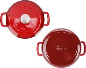 Oală fontă emailată cu capac 24 cm 4,6 L Roșu tradițional Fontestic Cosy &amp; Trendy 9967502