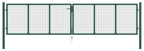 vidaXL Poartă de grădină din plasă, oțel, verde, 400x75 cm