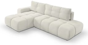 Colțar extensibil tapițat ALMADA, tip L, orientare stânga, cu spațiu de depozitare, bej