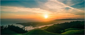 Tablou cu soarele răsărind deasupra mării (120x50 cm)