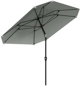 Outsunny Umbrelă de soare de 2,3 m fără bază, Umbrelă de terasă ajustabilă cu manivelă, Poliester, Aluminiu, Fibră de sticlă, Gri închis | Aosom Romania