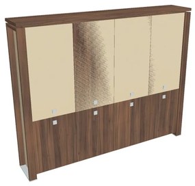 Dulap înalt Verno+ S 260 x 46 x 210 cm, uși combinate, nuc / vanilie
