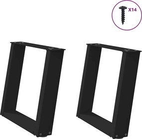 vidaXL Picioare pentru măsuță de cafea în formă de U, 2 buc., negru, 50x(42-43) cm, oțel