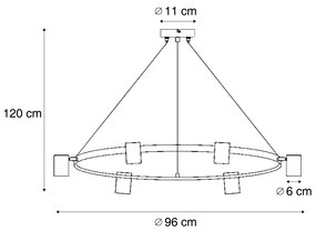 Lampă suspendată modernă cu imprimeu lemn cu alb 6 lumini - Jeana Circle