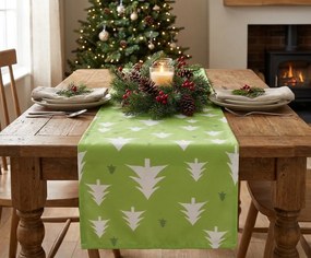 Napron textil pentru masa SCANDI TREES 40x140 cm, verde