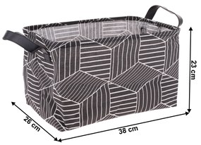 TEMPO-KONDELA YARA, coşuri din stofă cu mânere, set de 3 buc., negru / model